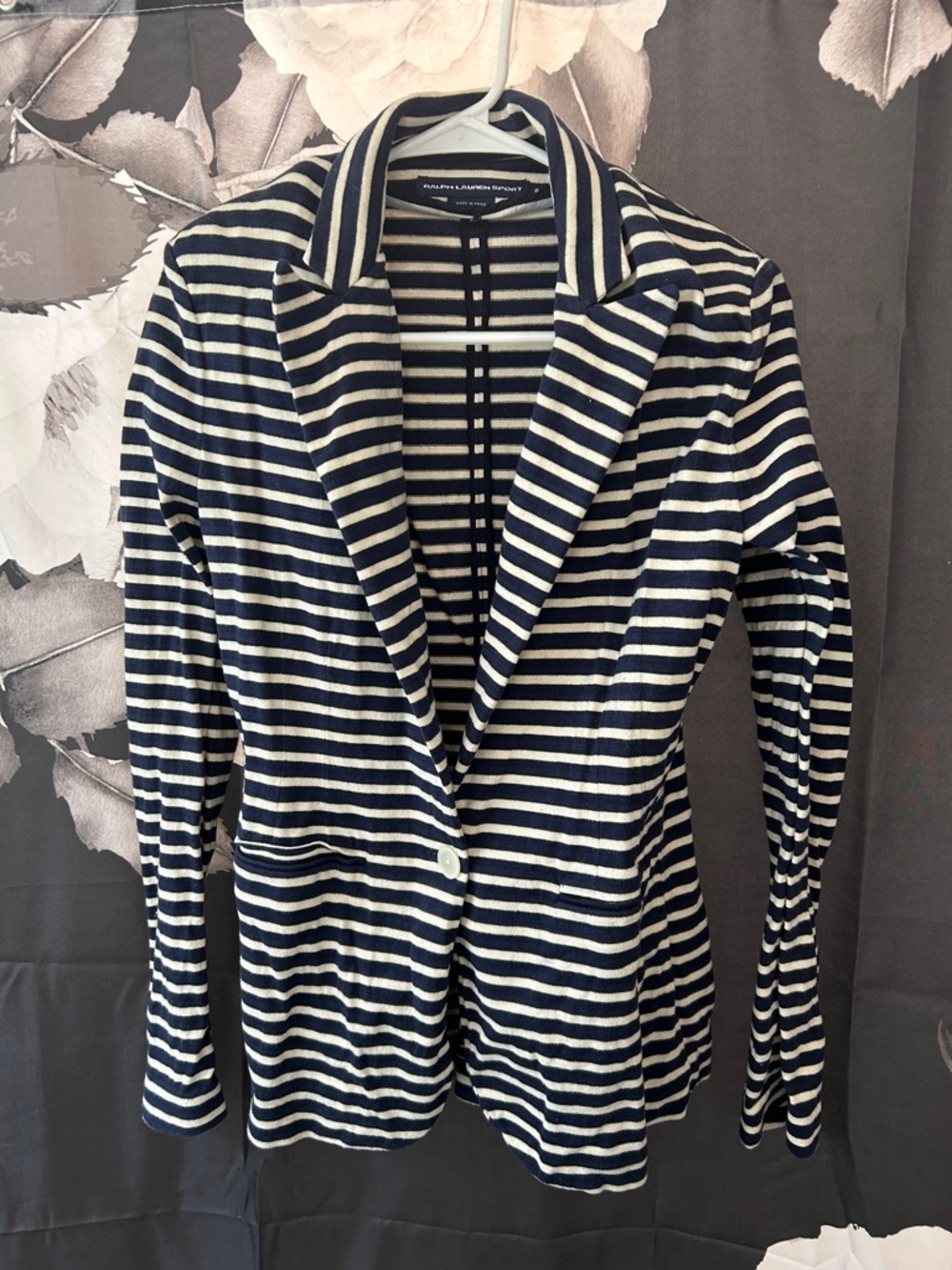 Ralph Lauren Sport Striped Knit Cardigan - Navy & White